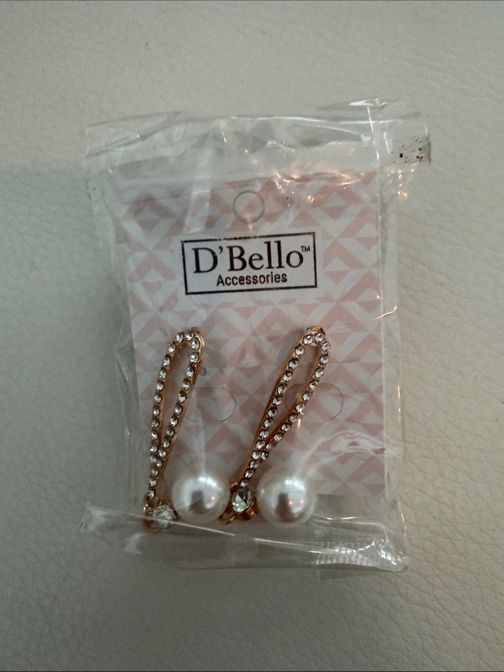 D'Bello Gold Pearl & Crystal Teardrop Earrings - White